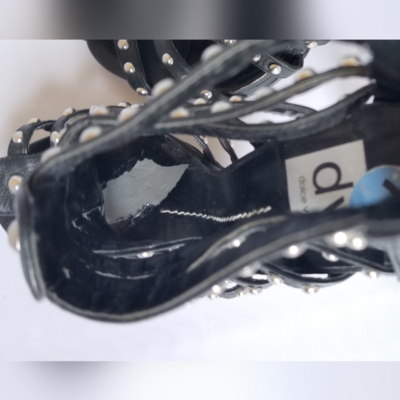 Dolce Vita • Silver Studded Black Leather Heels - Picture 4 of 4